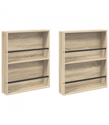 vidaXL Magazine Rack 2 pcs Sonoma Oak 60 x 12 x 70 cm Engineered Wood