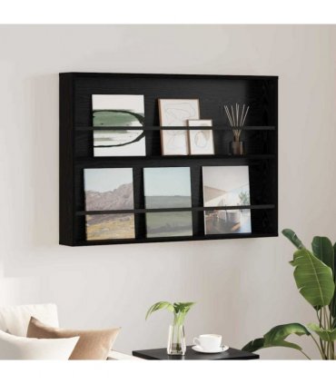vidaXL Magazine Rack Black Oak 100 x 12 x 70 cm Engineered Wood