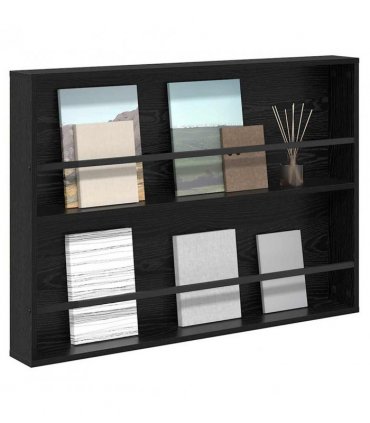 vidaXL Magazine Rack Black Oak 100 x 12 x 70 cm Engineered Wood