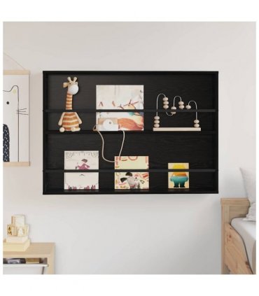 vidaXL Magazine Rack Black Oak 100 x 12 x 70 cm Engineered Wood