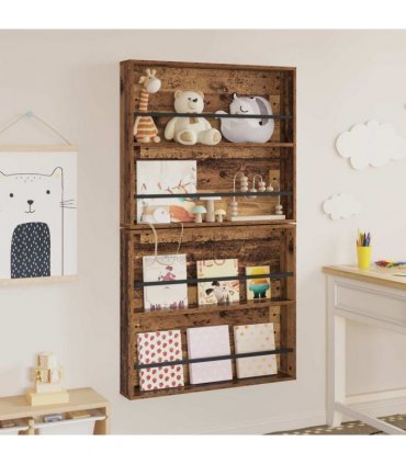 vidaXL Magazine Rack 2 pcs Old Wood 80 x 12 x 70 cm Engineered Wood