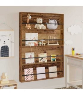 vidaXL Magazine Rack 2 pcs Old Wood 100 x 12 x 70 cm Engineered Wood