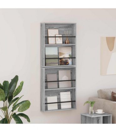 vidaXL Magazine Rack 2 pcs Grey Sonoma 60 x 12 x 70 cm Engineered Wood