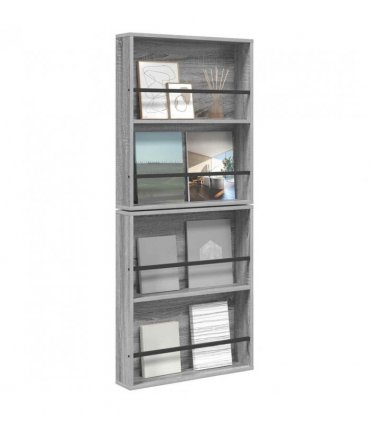 vidaXL Magazine Rack 2 pcs Grey Sonoma 60 x 12 x 70 cm Engineered Wood