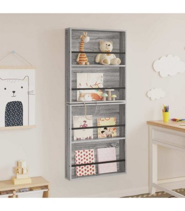 vidaXL Magazine Rack 2 pcs Grey Sonoma 60 x 12 x 70 cm Engineered Wood