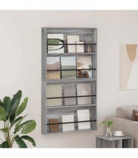 vidaXL Magazine Rack 2 pcs Grey Sonoma 80 x 12 x 70 cm Engineered Wood