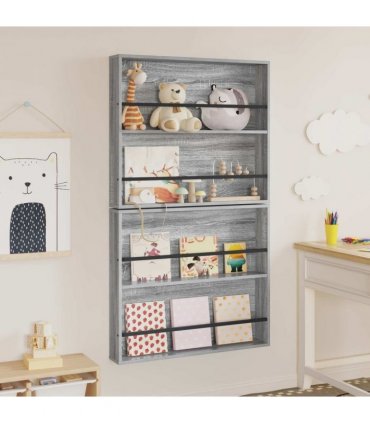 vidaXL Magazine Rack 2 pcs Grey Sonoma 80 x 12 x 70 cm Engineered Wood