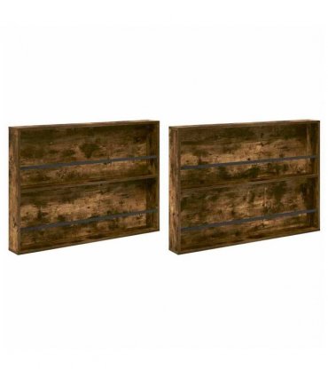 vidaXL Magazine Rack 2 pcs Smoked Oak 100 x 12 x 70 cm Engineered Wood