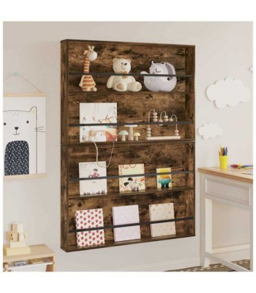 vidaXL Magazine Rack 2 pcs Smoked Oak 100 x 12 x 70 cm Engineered Wood