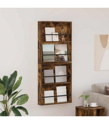 vidaXL Magazine Rack 2 pcs Smoked Oak 60 x 12 x 70 cm Engineered Wood
