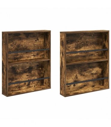 vidaXL Magazine Rack 2 pcs Smoked Oak 60 x 12 x 70 cm Engineered Wood