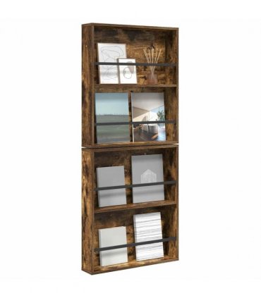 vidaXL Magazine Rack 2 pcs Smoked Oak 60 x 12 x 70 cm Engineered Wood