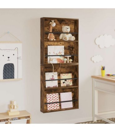 vidaXL Magazine Rack 2 pcs Smoked Oak 60 x 12 x 70 cm Engineered Wood