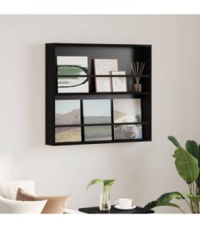 vidaXL Magazine Rack Black Oak 80 x 12 x 70 cm Engineered Wood