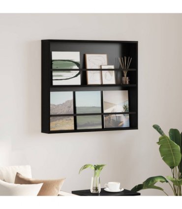 vidaXL Magazine Rack Black Oak 80 x 12 x 70 cm Engineered Wood