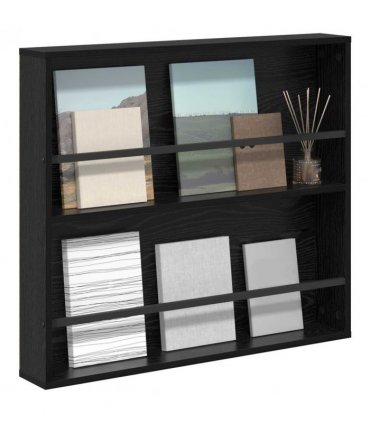 vidaXL Magazine Rack Black Oak 80 x 12 x 70 cm Engineered Wood