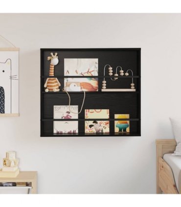 vidaXL Magazine Rack Black Oak 80 x 12 x 70 cm Engineered Wood