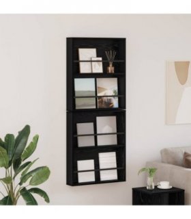 vidaXL Magazine Rack 2 pcs Black Oak 60 x 12 x 70 cm Engineered Wood