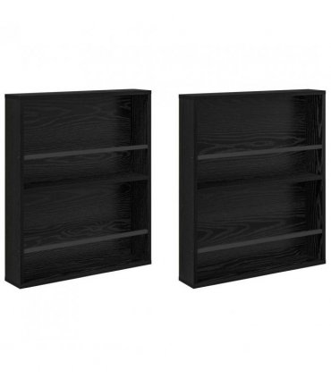 vidaXL Magazine Rack 2 pcs Black Oak 60 x 12 x 70 cm Engineered Wood
