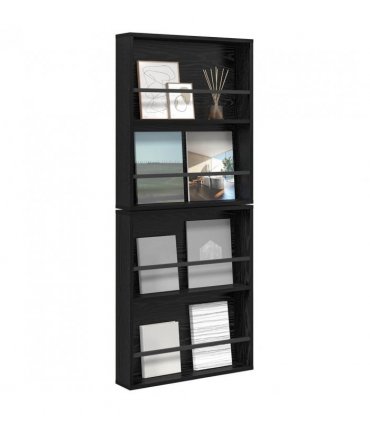 vidaXL Magazine Rack 2 pcs Black Oak 60 x 12 x 70 cm Engineered Wood