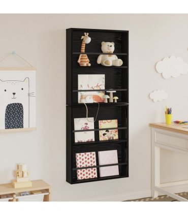 vidaXL Magazine Rack 2 pcs Black Oak 60 x 12 x 70 cm Engineered Wood