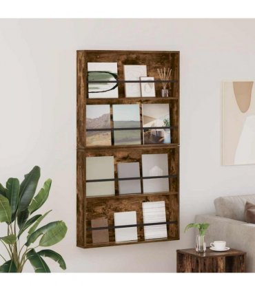 vidaXL Magazine Rack 2 pcs Smoked Oak 80 x 12 x 70 cm Engineered Wood