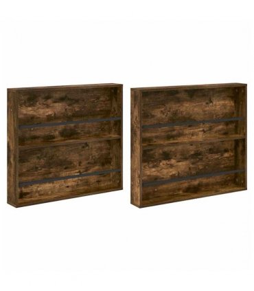 vidaXL Magazine Rack 2 pcs Smoked Oak 80 x 12 x 70 cm Engineered Wood