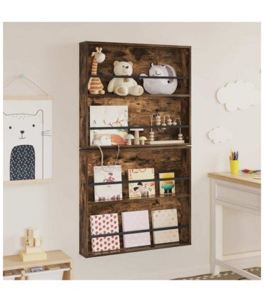 vidaXL Magazine Rack 2 pcs Smoked Oak 80 x 12 x 70 cm Engineered Wood