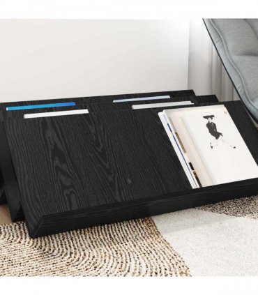 vidaXL Magazine Rack Black Oak 90 x 53 x 28.5 cm Engineered Wood