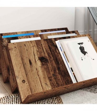vidaXL Magazine Rack Old Wood 65 x 53 x 28.5 cm Engineered Wood
