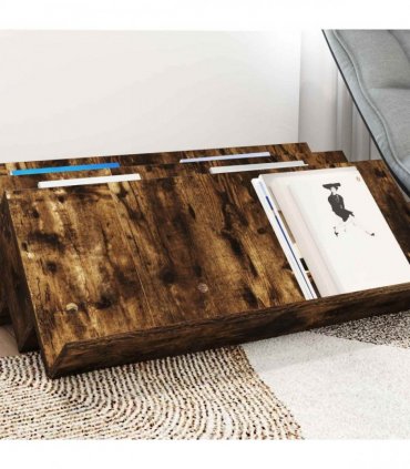 vidaXL Magazine Rack Smoked Oak 90 x 53 x 28.5 cm Engineered Wood