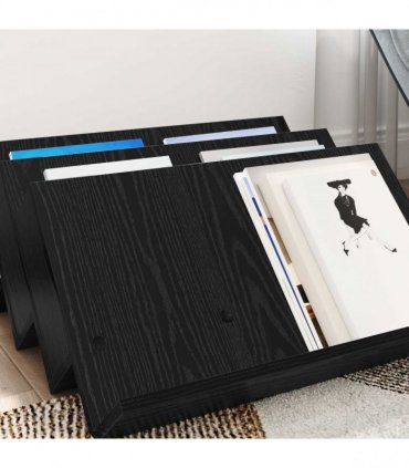 vidaXL Magazine Rack Black Oak 65 x 53 x 28.5 cm Engineered Wood