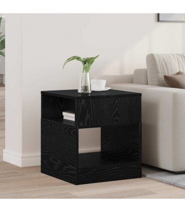 vidaXL End Table Black Oak 40.5 x 40 x 45 cm Engineered Wood
