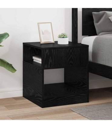 vidaXL End Table Black Oak 40.5 x 40 x 45 cm Engineered Wood