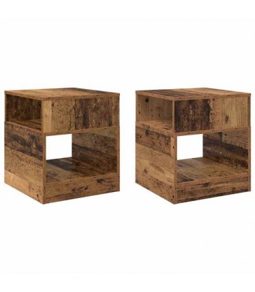 vidaXL End Table 2 pcs Old Wood 40.5 x 40 x 45 cm Engineered Wood