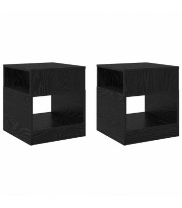 vidaXL End Table 2 pcs Black Oak 40.5 x 40 x 45 cm Engineered Wood