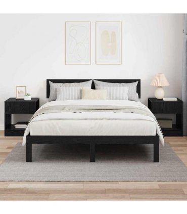 vidaXL End Table 2 pcs Black Oak 40.5 x 40 x 45 cm Engineered Wood
