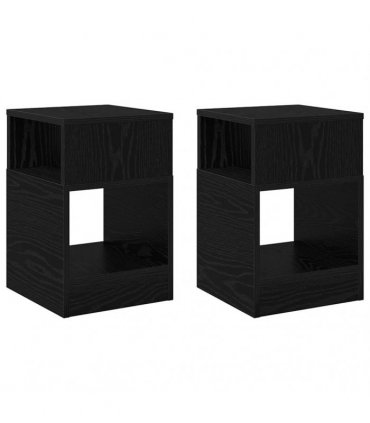vidaXL End Table 2 pcs Black Oak 30.5 x 30 x 45 cm Engineered Wood