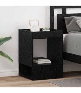 vidaXL End Table 2 pcs Black Oak 40 x 40 x 56 cm Engineered Wood