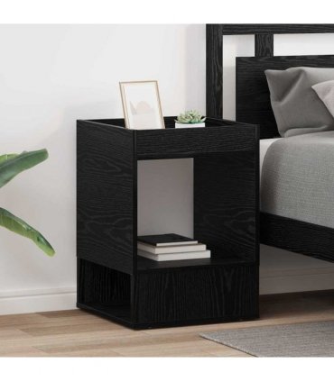 vidaXL End Table 2 pcs Black Oak 40 x 40 x 56 cm Engineered Wood