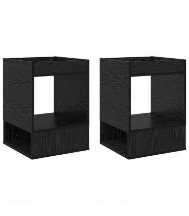 vidaXL End Table 2 pcs Black Oak 40 x 40 x 56 cm Engineered Wood