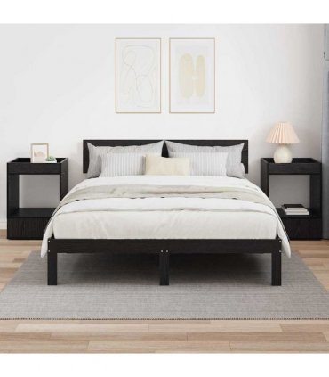 vidaXL End Table 2 pcs Black Oak 40 x 40 x 56 cm Engineered Wood