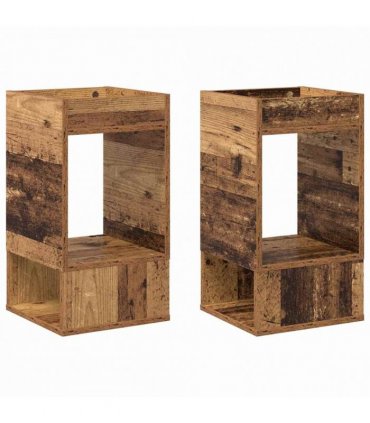 vidaXL End Table 2 pcs Old Wood 30 x 30 x 56 cm Engineered Wood