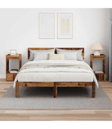 vidaXL End Table 2 pcs Old Wood 30 x 30 x 56 cm Engineered Wood