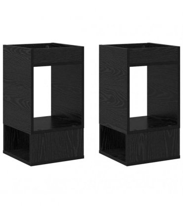 vidaXL End Table 2 pcs Black Oak 30 x 30 x 56 cm Engineered Wood