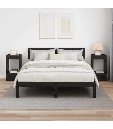 vidaXL End Table 2 pcs Black Oak 30 x 30 x 56 cm Engineered Wood