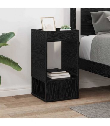 vidaXL End Table Black Oak 30 x 30 x 56 cm Engineered Wood