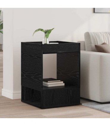 vidaXL End Table Black Oak 40 x 40 x 56 cm Engineered Wood