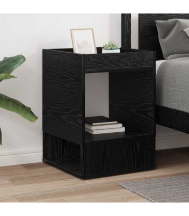 vidaXL End Table Black Oak 40 x 40 x 56 cm Engineered Wood