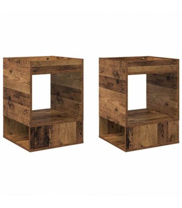 vidaXL End Table 2 pcs Old Wood 40 x 40 x 56 cm Engineered Wood